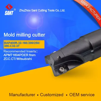 SANT Indexable Milling cutter mold milling tools BAP400R-32-160-C32-3T match with cnc carbide inserts APMT1604PDER
SANT Indexable Milling cutter mold milling tools BAP400R-32-160-C32-3T match with cnc carbide inserts APMT1604PDER