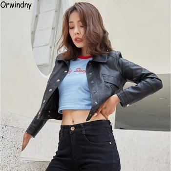 Orwindny Women Short Leather Jacket Spring Clothing Outerwear Slim Casual Leather Coat Female Turn-down Collar Casaco Feminina
Orwindny Women Short Leather Jacket Spring Clothing Outerwear Slim Casual Leather Coat Female Turn-down Collar Casaco Feminina