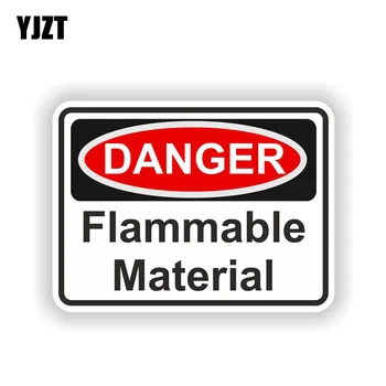 

YJZT 13.9CM*10.1CM Car Sticker Warning Flammable Material Danger Sticker Bike Decal 6-1585