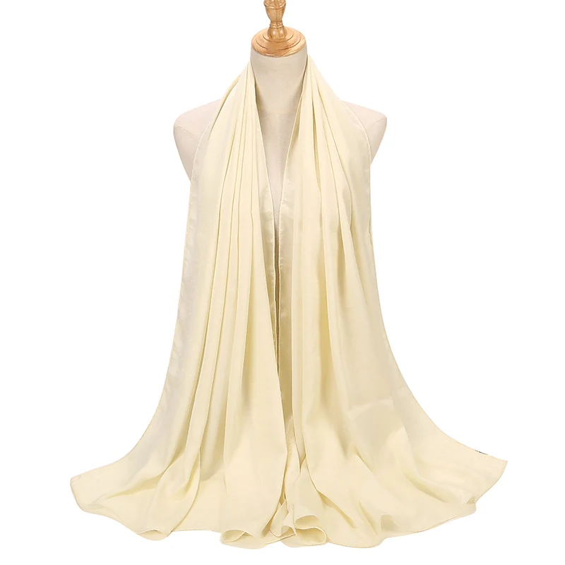 Beautiful Satin Plain Hijab Muslim Female