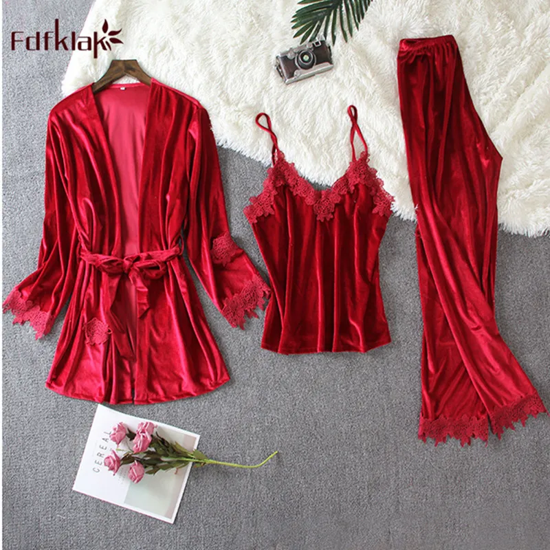 Fdfklak High quality warm pajamas women sleepwear pijama set sexy 3 pieces pajama set gold velvet long sleeve pyjama femme
Fdfklak High quality warm pajamas women sleepwear pijama set sexy 3 pieces pajama set gold velvet long sleeve pyjama femme
