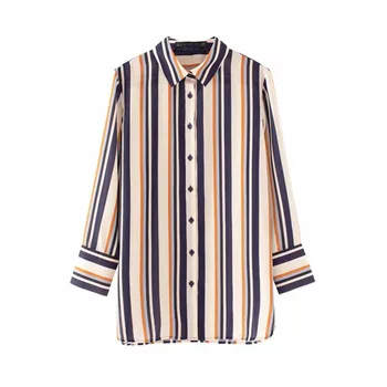 Women sweet striped print loose blouse long sleeve pleated vintage shirts female casual wear tops blusas 
Women sweet striped print loose blouse long sleeve pleated vintage shirts female casual wear tops blusas
