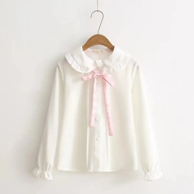 2018 Spring Fresh Japanese Sweet Soft sister Young Girl Pink Bow White Basic Shirt Cute Peter pan collar Casual Women Blouse p77
2018 Spring Fresh Japanese Sweet Soft sister Young Girl Pink Bow White Basic Shirt Cute Peter pan collar Casual Women Blouse p77