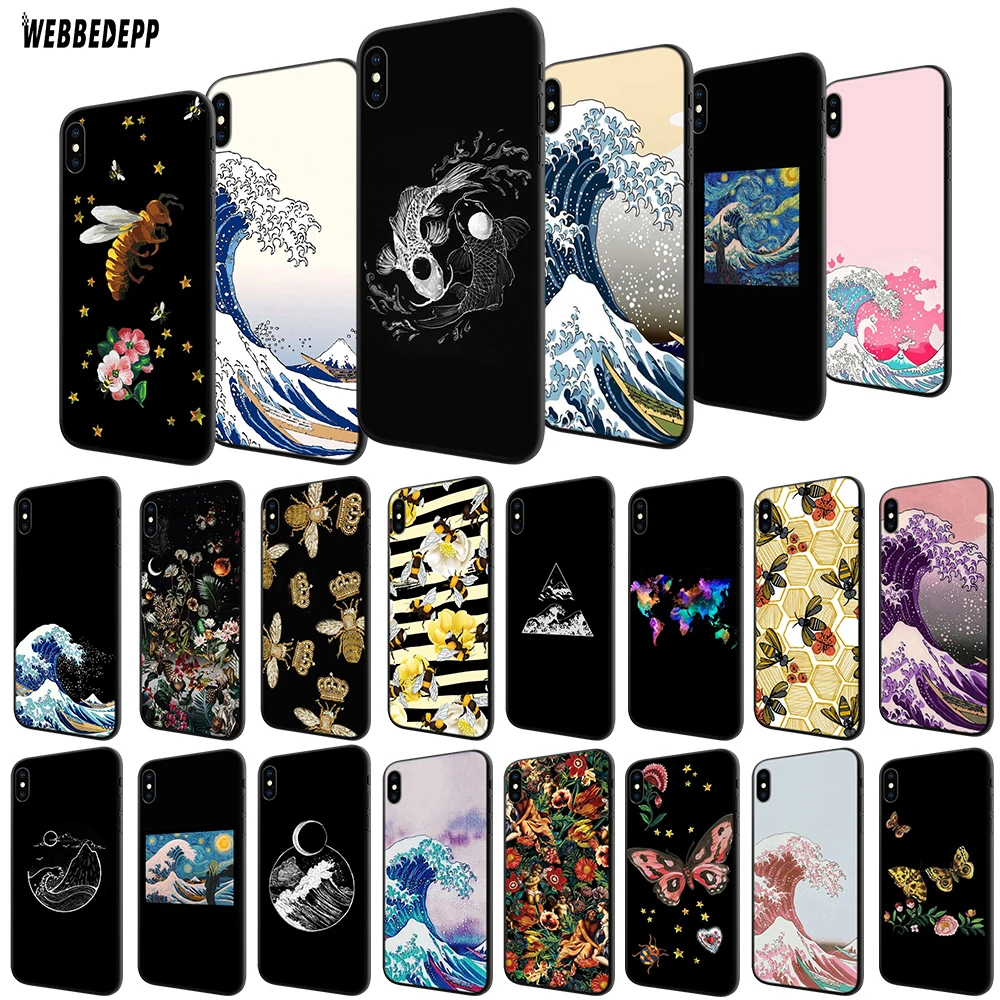 WEBBEDEPP чехол Kanagawa из японского ТПУ для Apple iPhone 6 6S 7 8 Plus 5 5S SE X XS MAX XR мягкий | Мобильные