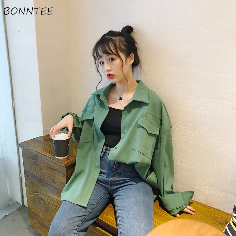 Shirts Women Solid Korean Style Long Elegant Simple Harajuku Loose Female Leisure Students Streetwear Blouses Womens Pockets New
Shirts Women Solid Korean Style Long Elegant Simple Harajuku Loose Female Leisure Students Streetwear Blouses Womens Pockets New