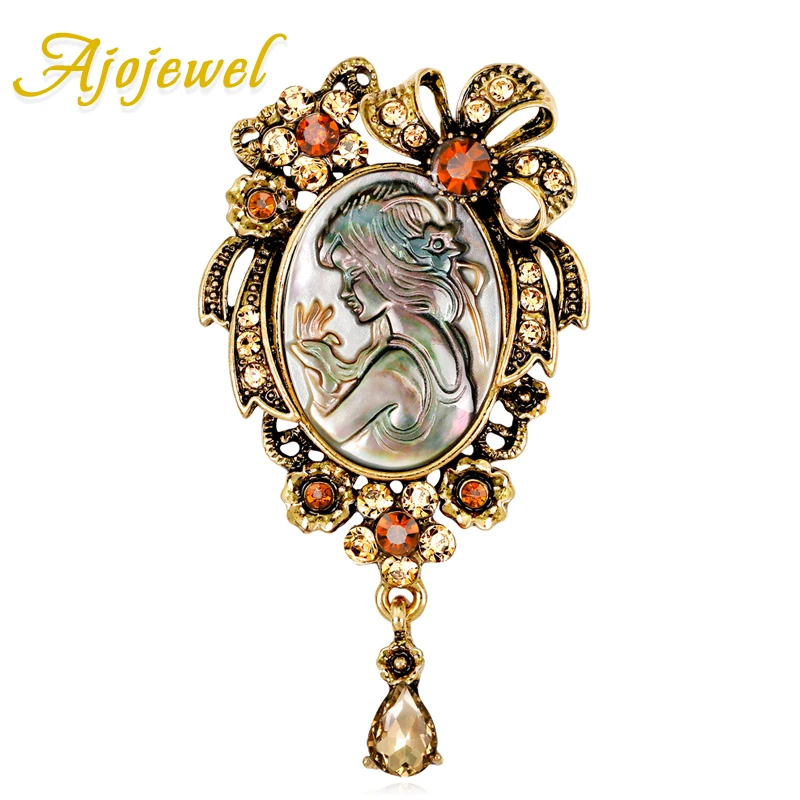 Ajojewel Fashion Cameo Brooch With Bowknot Flower Natural Shell Maiden Design Vintage Rhinestone Jewelry Beautiful Gifts
Ajojewel Fashion Cameo Brooch With Bowknot Flower Natural Shell Maiden Design Vintage Rhinestone Jewelry Beautiful Gifts
