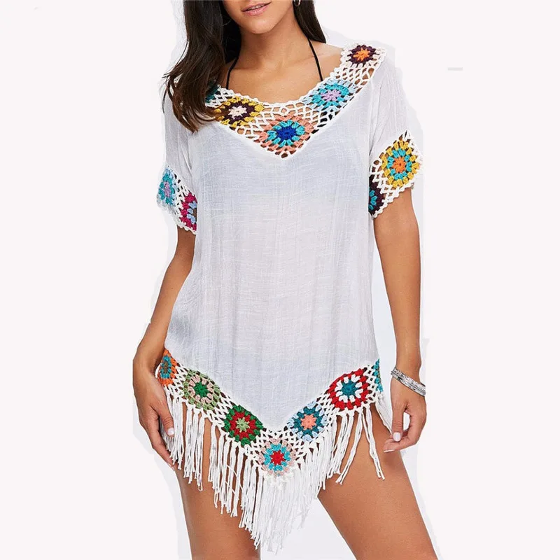 2019 NIDALEE Women Crochet Tunic Beach Cover Up Colored Tassel See Through Bikini Cover Up Swim Beach Dress
2019 NIDALEE Women Crochet Tunic Beach Cover Up Colored Tassel See Through Bikini Cover Up Swim Beach Dress