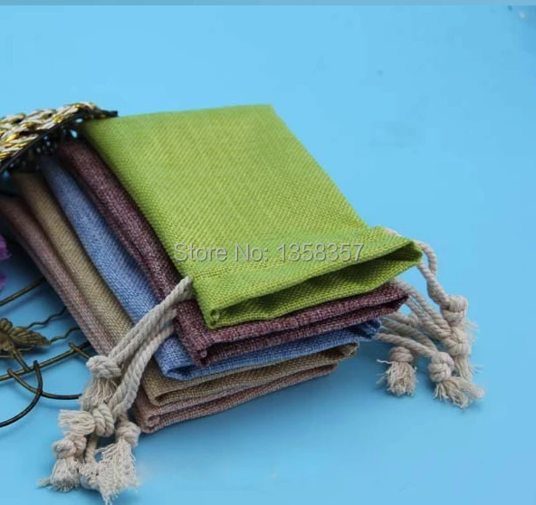 100pcs/lot wholesale jute/linen/flax drawstring gift bags for toiletry/ring/jewelry packaging Size be customized Various colors | Украшения
