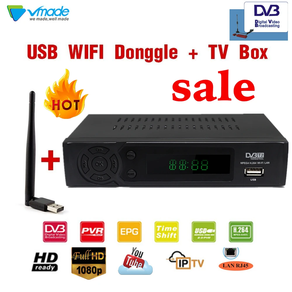 Vmade DVB T2 8939+WIFI Dongle HD TV BOX DVB-T2 in terrestrial receiver tv box tv tuner with RJ45 network interface set top boxes
Vmade DVB T2 8939+WIFI Dongle HD TV BOX DVB-T2 in terrestrial receiver tv box tv tuner with RJ45 network interface set top boxes