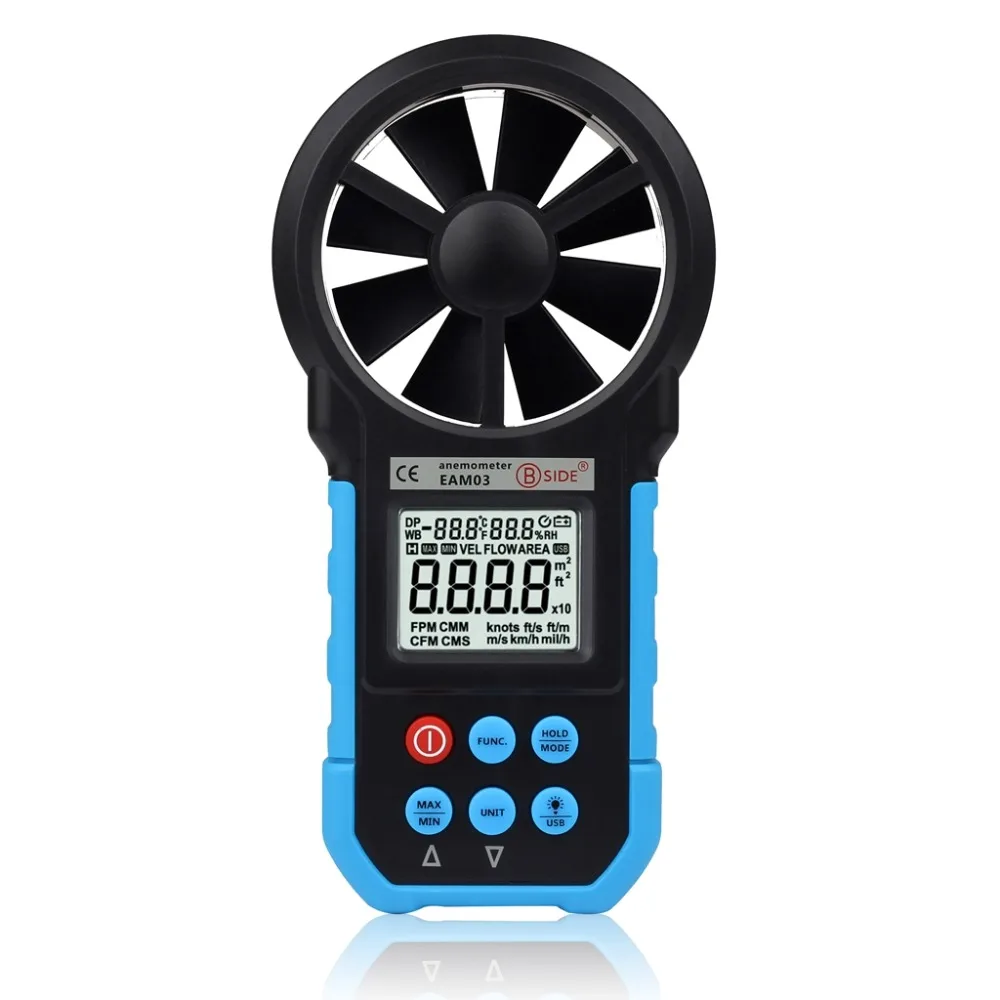 BSIDE EAM03 Digital Anemometer Wind Speed Air Volume Measuring Meter Temperature Humidity Tester LCD Display with USB
BSIDE EAM03 Digital Anemometer Wind Speed Air Volume Measuring Meter Temperature Humidity Tester LCD Display with USB