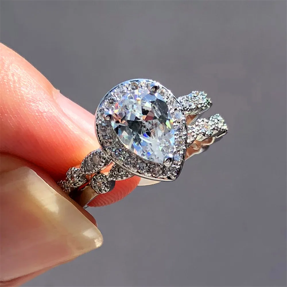 Luxury Female Small Water Drop Ring Fashion Silver Crystal Bridal Wedding Ring Sets Promise Love Engagement Rings For Women
Luxury Female Small Water Drop Ring Fashion Silver Crystal Bridal Wedding Ring Sets Promise Love Engagement Rings For Women