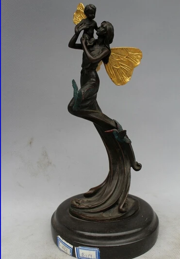 free 10"Western Art sculpture Bronze Marble Lucky Angell Girl Boy Bird Statue fast
free 10"Western Art sculpture Bronze Marble Lucky Angell Girl Boy Bird Statue fast