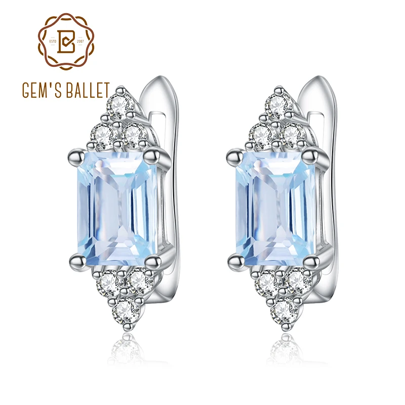 GEM'S BALLET 2.56Ct Natural Sky Blue Topaz Geometric Earrings Fine Jewelry 925 Sterling Silver Wedding Stud Earrings For Women
GEM'S BALLET 2.56Ct Natural Sky Blue Topaz Geometric Earrings Fine Jewelry 925 Sterling Silver Wedding Stud Earrings For Women