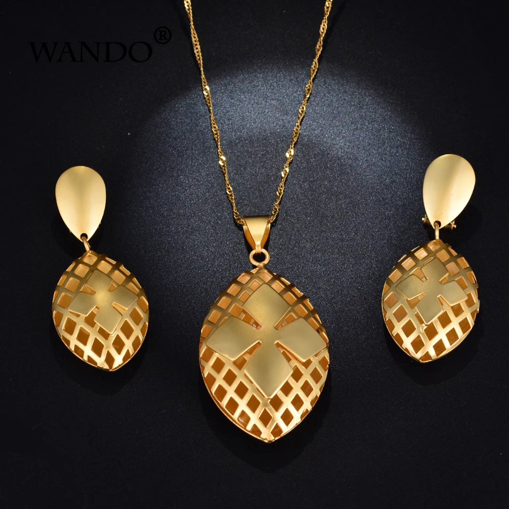 WANDO New Fashion Ethiopian Jewelry Set Pendant Necklace & Earrings dubai Design Gold Nigeria wedding bridal set gift s122
WANDO New Fashion Ethiopian Jewelry Set Pendant Necklace & Earrings dubai Design Gold Nigeria wedding bridal set gift s122
