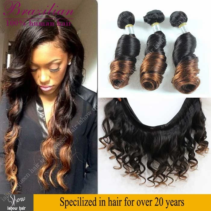 

Ombre Spring Curl Virgin Hair Bouncy 6A Grade Aunty Funmi Hair Ombre Brown Brazilian Hair 2 Tone Color 3Pcs/Lot Free Shipping