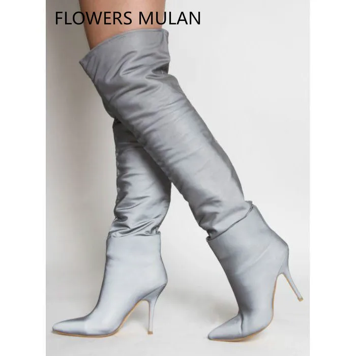 Luxury Grey Silk Upper Thigh High Boots Women Pointed Toe High Heel Spring New 2019 Shoes Woman Slip On Chic Sewing Zapatos Lady
Luxury Grey Silk Upper Thigh High Boots Women Pointed Toe High Heel Spring New 2019 Shoes Woman Slip On Chic Sewing Zapatos Lady