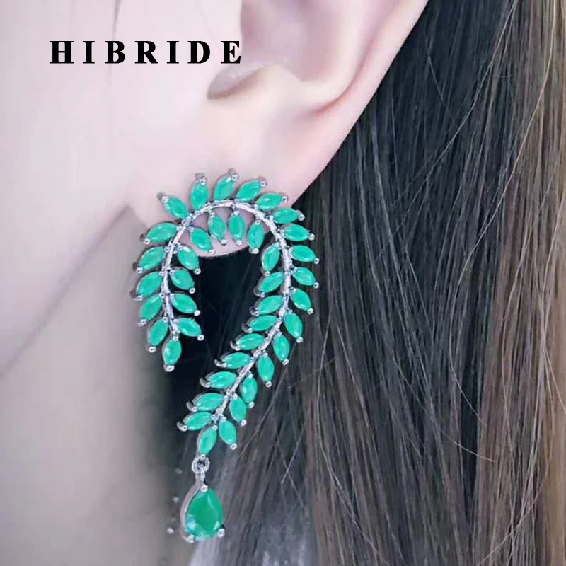 HIBRIDE Wholesale Green Leaf Shape Women Earrings Bohemia Style Cubic Zirconia Earrings Brincos Pendientes Mujer Moda E-595
HIBRIDE Wholesale Green Leaf Shape Women Earrings Bohemia Style Cubic Zirconia Earrings Brincos Pendientes Mujer Moda E-595