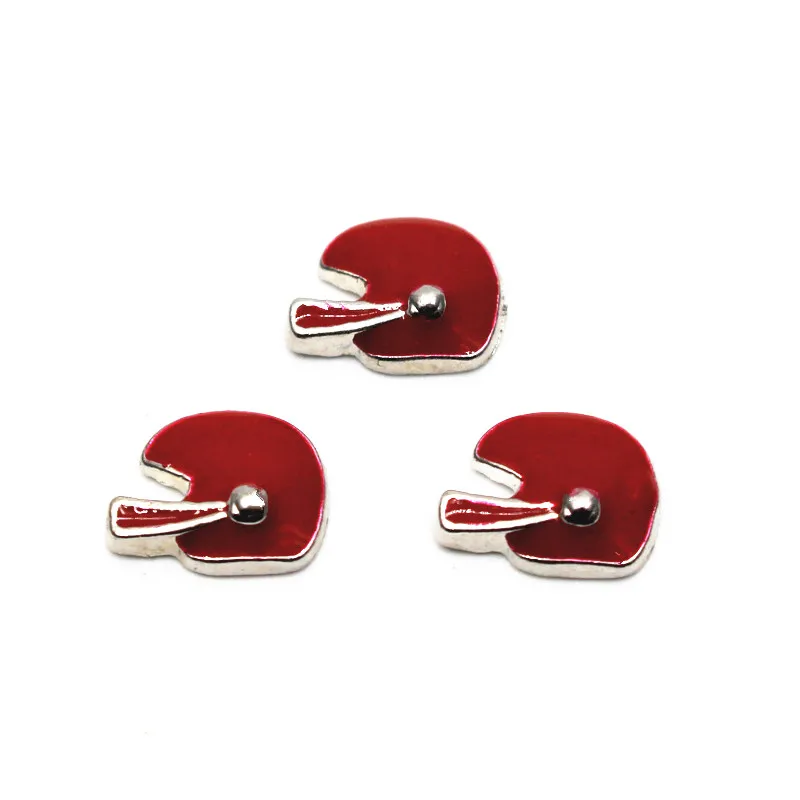 Wholesale Mixs 20 pcs/lot Metal 8 Colors Football Helmet Floating Charms For Living Glass Lockets Pendant Necklace DIY Jewelry