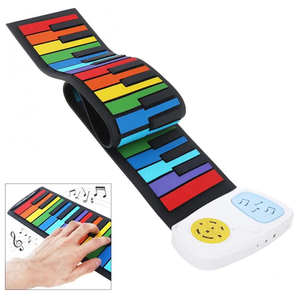 49 Keys Piano Colorful Silicon Flexible Hand Roll Up Piano Electronic Keyboard Organ Built-in Speaker Enlightenment Music Gift
49 Keys Piano Colorful Silicon Flexible Hand Roll Up Piano Electronic Keyboard Organ Built-in Speaker Enlightenment Music Gift