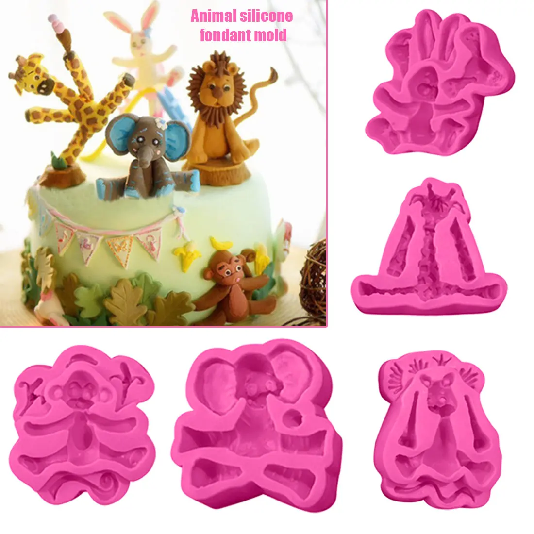 Animals Sugar Craft Chocolate Cake Fondant Silicone Mold Elephant Giraffe Lion Rabbit Monkey Mold DIY Cake Decorating Tools
Animals Sugar Craft Chocolate Cake Fondant Silicone Mold Elephant Giraffe Lion Rabbit Monkey Mold DIY Cake Decorating Tools