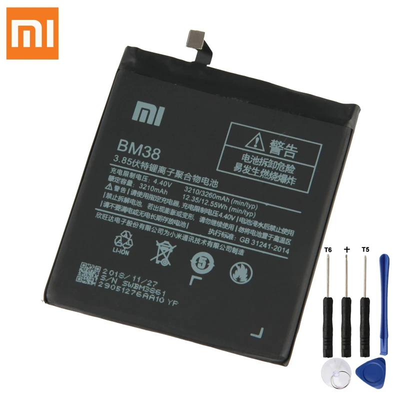 XiaoMi Original Replacement Battery BM38 For Xiaomi Mi 4S M4s 100% New Authentic Phone Battery 3260mAh
XiaoMi Original Replacement Battery BM38 For Xiaomi Mi 4S M4s 100% New Authentic Phone Battery 3260mAh