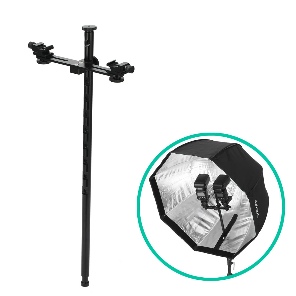 51cm Adjustment Dual Flash Bracket w/ Umberlla Hole Speedlite Holder w/ Extension Tube for Light Stand Softbox Studio Lighting
51cm Adjustment Dual Flash Bracket w/ Umberlla Hole Speedlite Holder w/ Extension Tube for Light Stand Softbox Studio Lighting