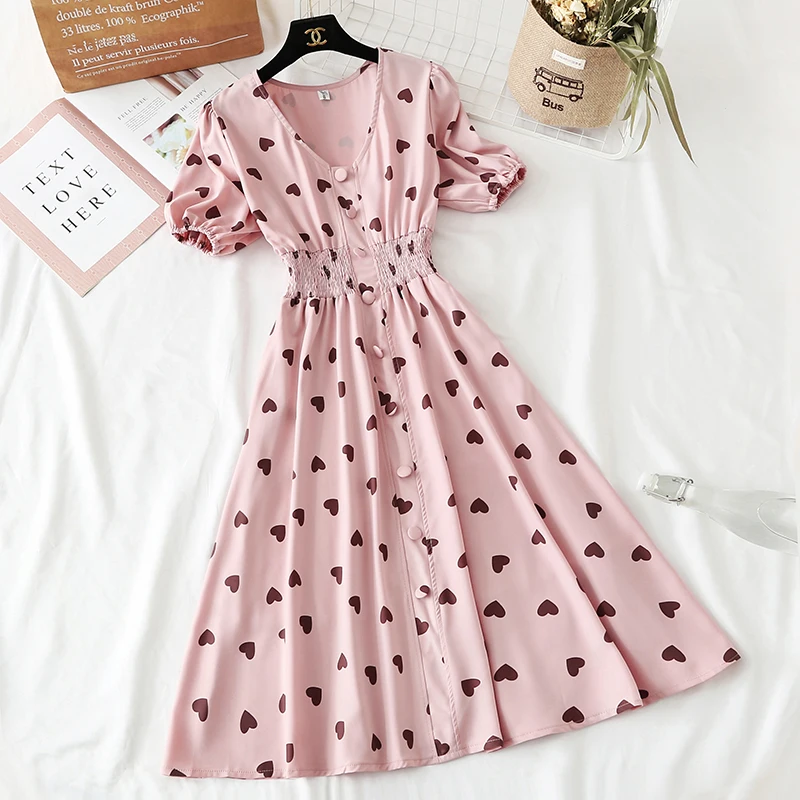 Summer 2019 Runway Designer Women Dress Vintage Pink V Neck Lovely Sweet Heart Vestidos Elegant Single Breasted Retro Dress
Summer 2019 Runway Designer Women Dress Vintage Pink V Neck Lovely Sweet Heart Vestidos Elegant Single Breasted Retro Dress