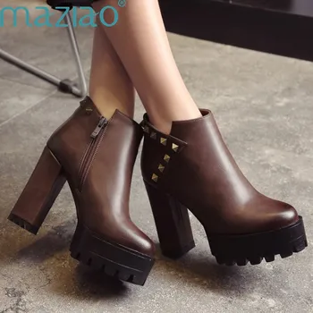 Winter Women Ankle Boots Autumn Leather Rivet High Heel Luxury Brand Shoes Female Short Plush Boots MAZIAO
Winter Women Ankle Boots Autumn Leather Rivet High Heel Luxury Brand Shoes Female Short Plush Boots MAZIAO