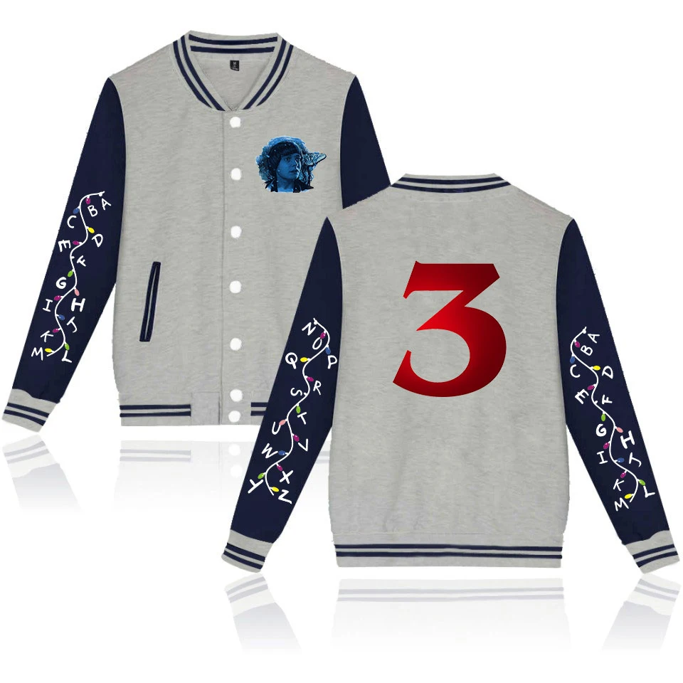 Stranger Things 3 Men's Baseball Jacket Kpop Men/Women Funny Harajuku Jacket Streetwear Homme Windbreakers Free Shipping 4XL
Stranger Things 3 Men's Baseball Jacket Kpop Men/Women Funny Harajuku Jacket Streetwear Homme Windbreakers Free Shipping 4XL