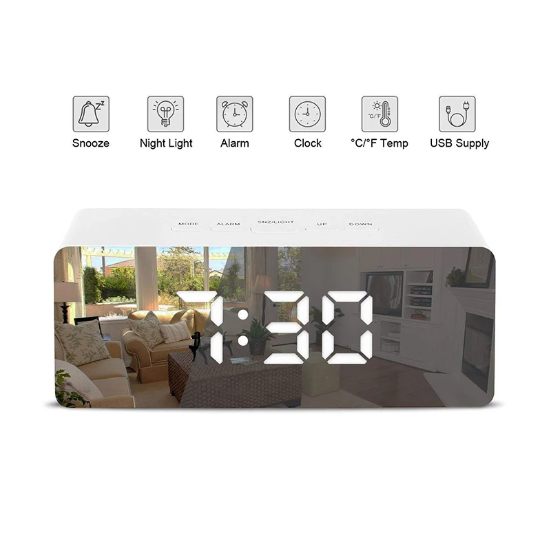 USB Charger Mini LED Digital Mirror Alarm Clock Electronic Desk Table Watch Wake Up Light No Radio Snooze Nixie Clock For Kids
USB Charger Mini LED Digital Mirror Alarm Clock Electronic Desk Table Watch Wake Up Light No Radio Snooze Nixie Clock For Kids