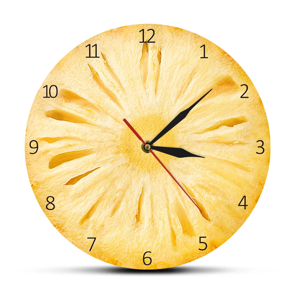 

Pineapple Fruit Slice Bromeliad Contemporary Wall Clock Pineapple Printed Wall Clock Minimalist Wall Art Ananas Kitchen Décor