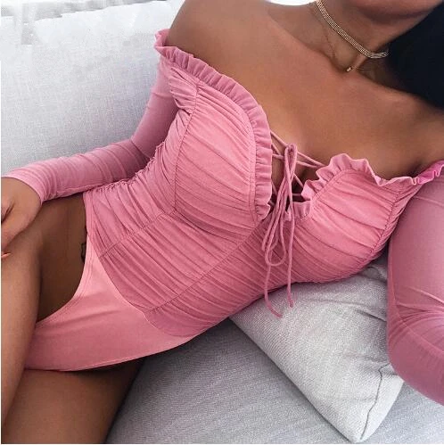 Ruffles Elegant Off Shoulder Bodysuit Ruched Pink Bodies Ladies Long Sleeve Bodysuit Women Bodycon Jumpsuit Body Top
Ruffles Elegant Off Shoulder Bodysuit Ruched Pink Bodies Ladies Long Sleeve Bodysuit Women Bodycon Jumpsuit Body Top