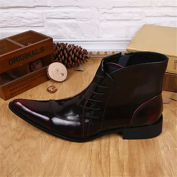 BZBFSKY Wine Red Side Zipper Men Ankle Boots Genuine Leather Lace Up Shoes Dress Booties Mens Pointed Toe Cowboy Military Boots
BZBFSKY Wine Red Side Zipper Men Ankle Boots Genuine Leather Lace Up Shoes Dress Booties Mens Pointed Toe Cowboy Military Boots