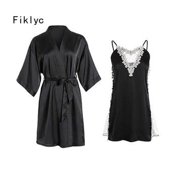 Fiklyc underwear sexy women's summer two-pieces lace & satin patchwork nightwear robe & gown sets luxury female sleepwear sets
Fiklyc underwear sexy women's summer two-pieces lace & satin patchwork nightwear robe & gown sets luxury female sleepwear sets