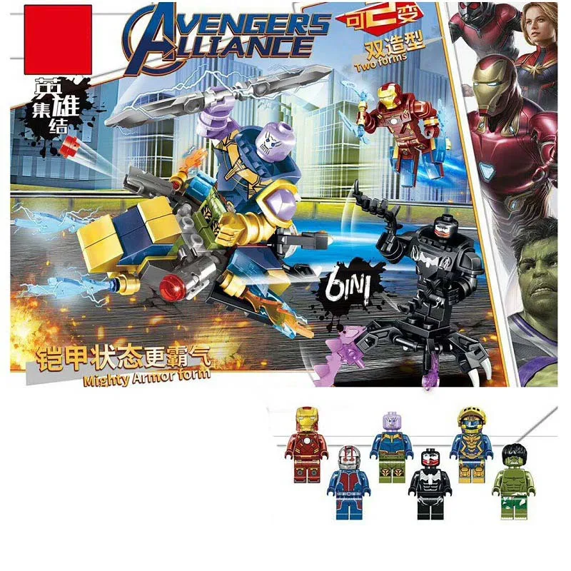 6 in 1 Mech Marvel Avengers Endgame Super Heroes Iron Man Hulk venom Ant Man Figures Building Blocks Toys For Children Gifts
6 in 1 Mech Marvel Avengers Endgame Super Heroes Iron Man Hulk venom Ant Man Figures Building Blocks Toys For Children Gifts