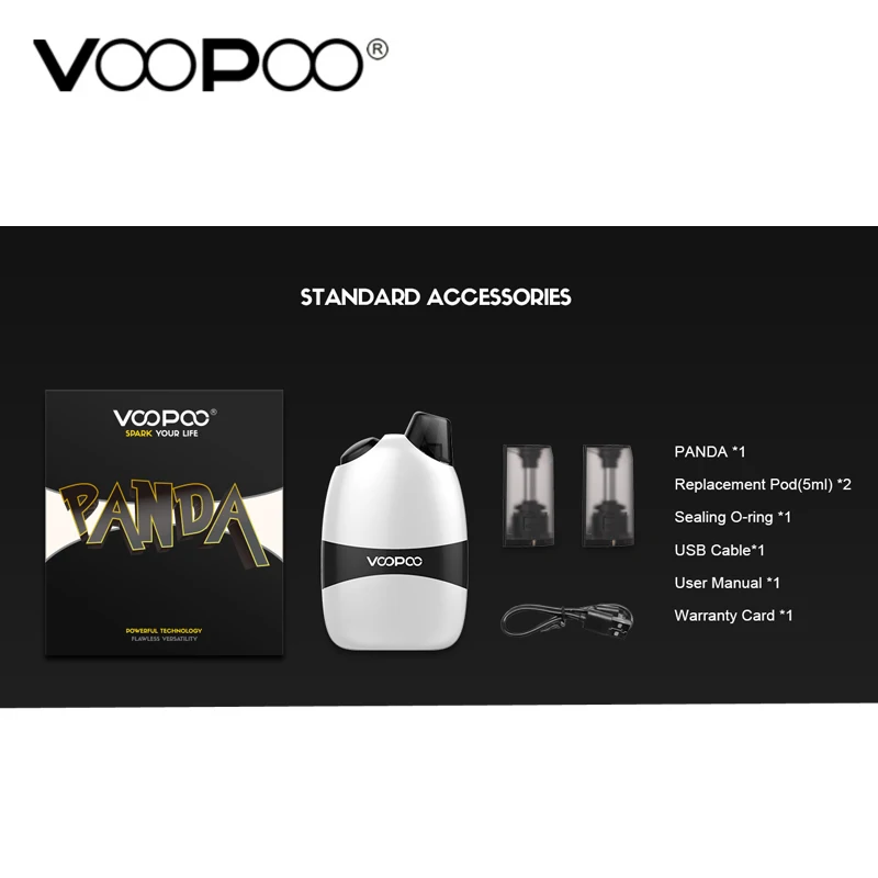 Original Voopoo PANDA Kit ALL-IN-ONE POD SYSTEM 5ml Cartridge POD 1100mah Battery Electronic Cigarette Vape Vaporizer VS Justfog