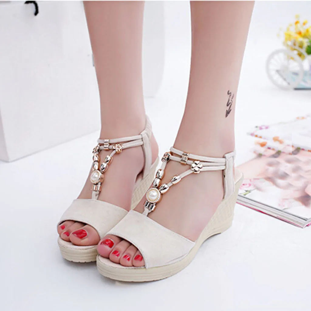 SAGACE Shoes Women Ladies Fashion Wedges String Bead Sandals Casual Roman Peep Toe Elastic band new shoes woman 2018dec12
SAGACE Shoes Women Ladies Fashion Wedges String Bead Sandals Casual Roman Peep Toe Elastic band new shoes woman 2018dec12