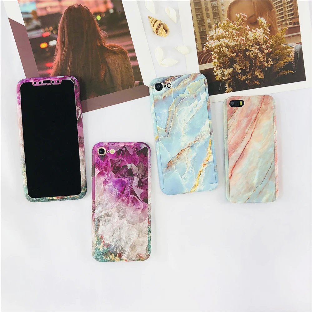 360 Degree Marble Stone Full Protective Hard Luxury Purple Diamond Case for IPhone 6 6S 7 8 Plus 5 SE X Gem Marble Splice Case
360 Degree Marble Stone Full Protective Hard Luxury Purple Diamond Case for IPhone 6 6S 7 8 Plus 5 SE X Gem Marble Splice Case