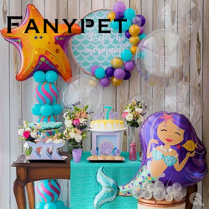 7pcs Mermaid star fish foil balloons bobble clear balloons for birthday party decoration mermaid party baby shower sea animals
7pcs Mermaid star fish foil balloons bobble clear balloons for birthday party decoration mermaid party baby shower sea animals