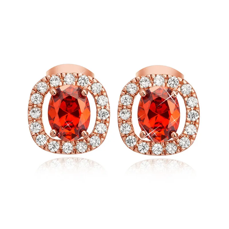 Circle Halo Earrings Rose Gold Filled Pretty Round Red Crystal CZ Stud Earrings for Women
Circle Halo Earrings Rose Gold Filled Pretty Round Red Crystal CZ Stud Earrings for Women