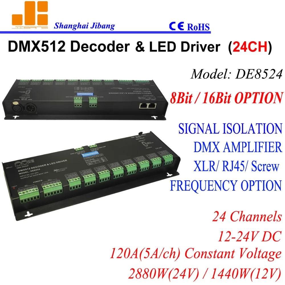 Free shipping 24CH 8bit 16bit DMX512 decoder, constant voltage 12-24V, 5A/CH, 120A Max 24 channel MODEL DE8524
Free shipping 24CH 8bit 16bit DMX512 decoder, constant voltage 12-24V, 5A/CH, 120A Max 24 channel MODEL DE8524