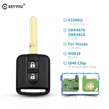 KEYYOU 2 Button 433Mhz ID46 Chip Remote Car Key Fob 5WK4876 5WK4818 For Nissan Elgrand X-TRAIL Qashqai Navara Micra Note Key
KEYYOU 2 Button 433Mhz ID46 Chip Remote Car Key Fob 5WK4876 5WK4818 For Nissan Elgrand X-TRAIL Qashqai Navara Micra Note Key
