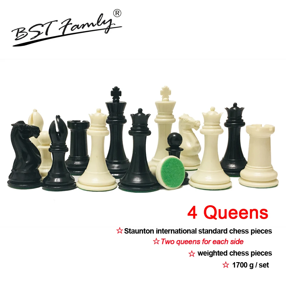 4 Queens Chess Set King Height 108mm Staunton International Standard Chess Pieces Weighted Chess Game for Match Club IA12
4 Queens Chess Set King Height 108mm Staunton International Standard Chess Pieces Weighted Chess Game for Match Club IA12