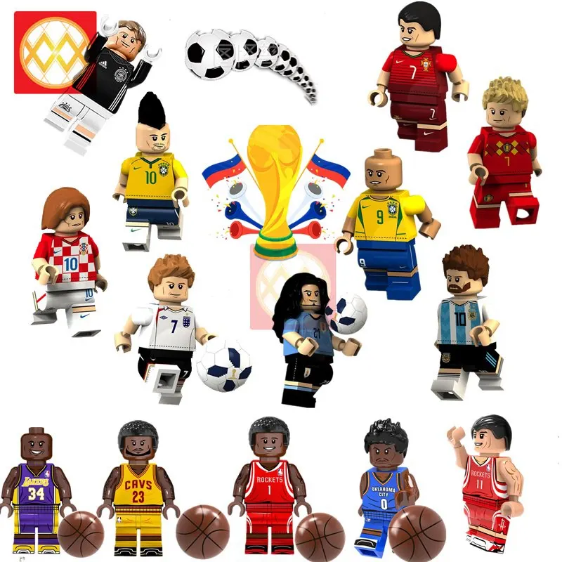 Blocks football and basketball super heroes kobe O'Neal Ronaldo Messi Modric Luiz Bruyne building bricks gift kid toys for adult
Blocks football and basketball super heroes kobe O'Neal Ronaldo Messi Modric Luiz Bruyne building bricks gift kid toys for adult