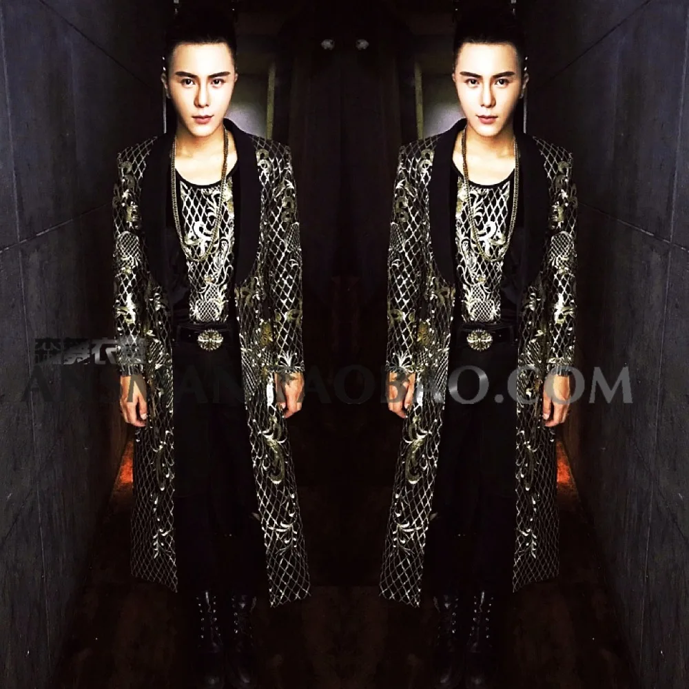 Nightclub bar men's singer DJ GOGO embroidered court long coat stage clothes male singer costume
Nightclub bar men's singer DJ GOGO embroidered court long coat stage clothes male singer costume