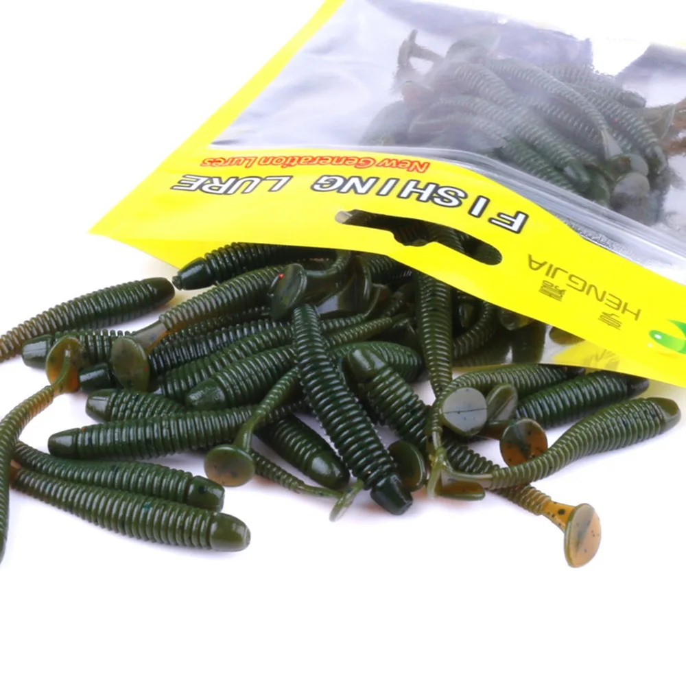 50 шт. 0 7 г/50 мм рыболовные приманки T хвост Softworm для червячной Плавание Jig Head мягкие