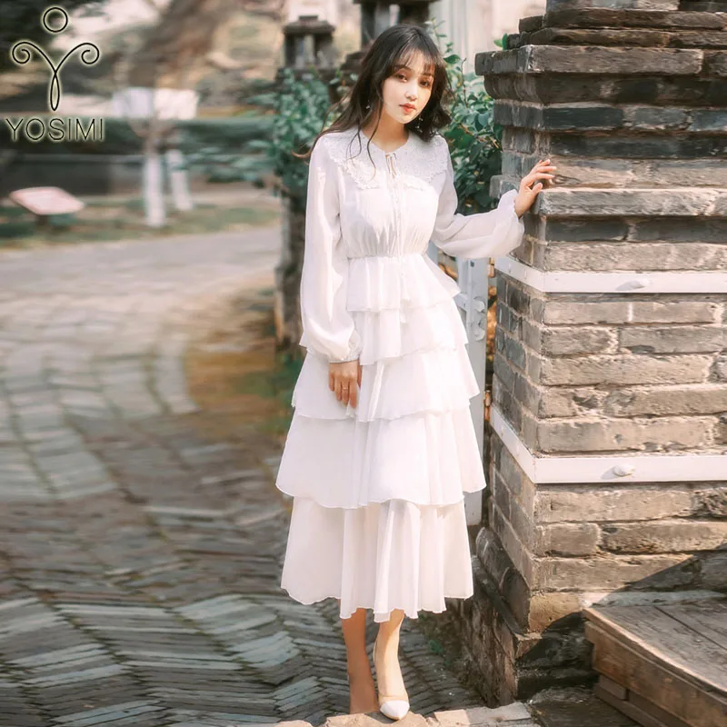 YOSIM Summer Dress 2019 Chiffon Women Pleated Female White Dress Mid-calf O-neck Full Sleeve Sweet Girl Fairy Vestido Spring
YOSIM Summer Dress 2019 Chiffon Women Pleated Female White Dress Mid-calf O-neck Full Sleeve Sweet Girl Fairy Vestido Spring