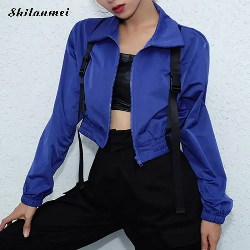 Spring Autumn Blue Solid Cropped Jackets 2019 Fashion Front Zipper Buckle Basic Short Windbreaker Coats Lady Cool Sport Wear
Spring Autumn Blue Solid Cropped Jackets 2019 Fashion Front Zipper Buckle Basic Short Windbreaker Coats Lady Cool Sport Wear