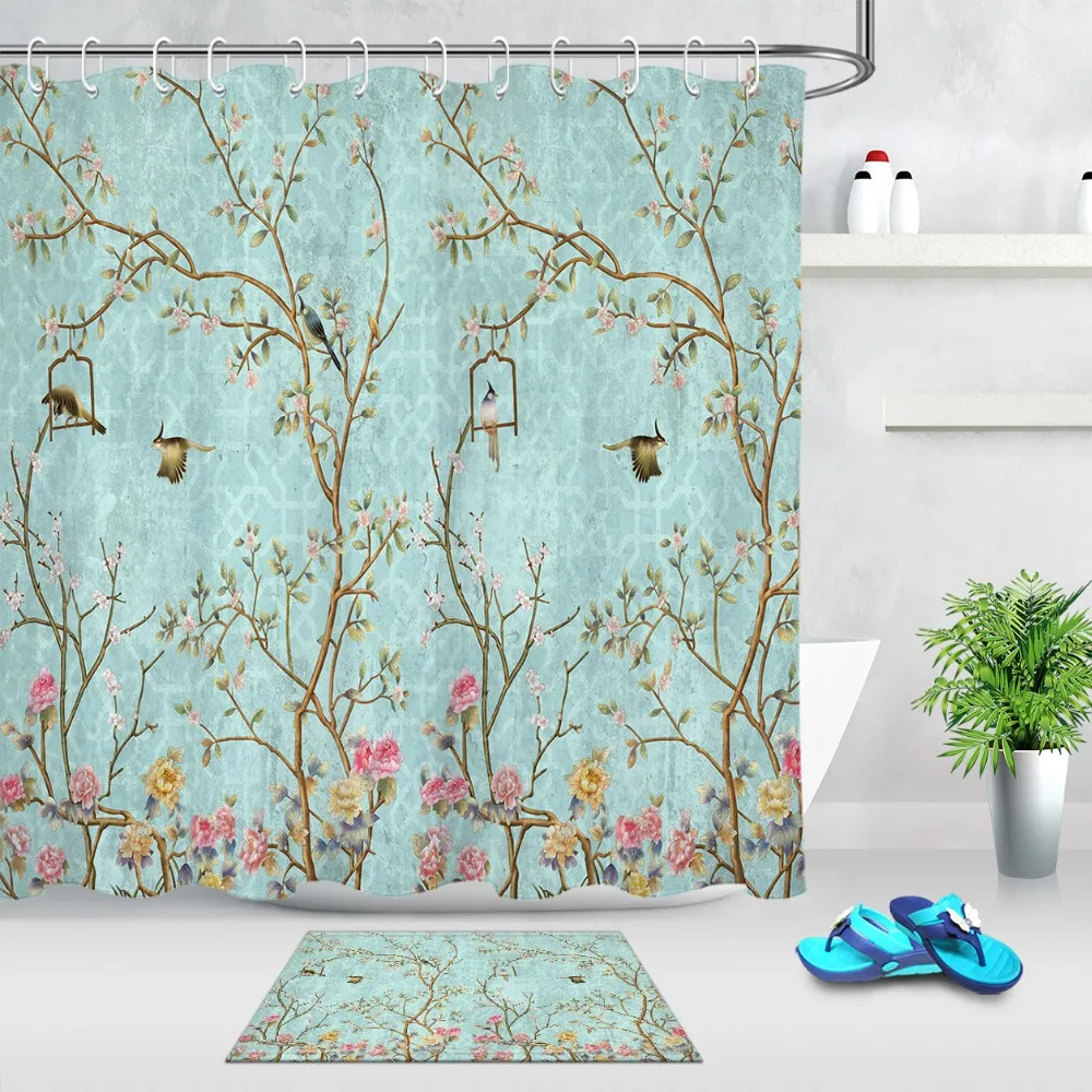 Flowers Birds Branches Shower Curtain with Rug Bathroom Screen Extra Long Waterproof Washable Polyester Fabric for Bathtub Decor
Flowers Birds Branches Shower Curtain with Rug Bathroom Screen Extra Long Waterproof Washable Polyester Fabric for Bathtub Decor