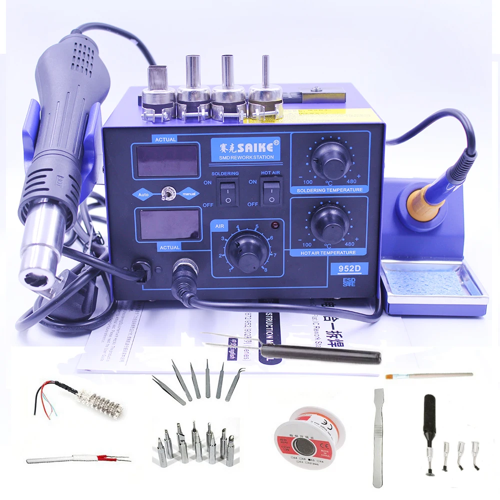 Saike 952D 2 In 1 Digital Display 750W Hot Air Gun Soldering Station Rework Welding Electric Soldering Iron With Many Free Gift
Saike 952D 2 In 1 Digital Display 750W Hot Air Gun Soldering Station Rework Welding Electric Soldering Iron With Many Free Gift